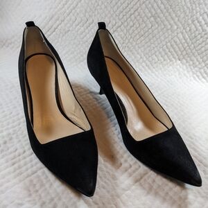Everlane Heels Womens Size 10 The Editor Pump Black Suede Point Toe Kitten Heels